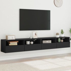 Muebles de pared TV 2 uds madera ingeniería negro 100x30x30 cm Muebles de pared TV 2 uds madera ingeniería negro 100x30x30 cm