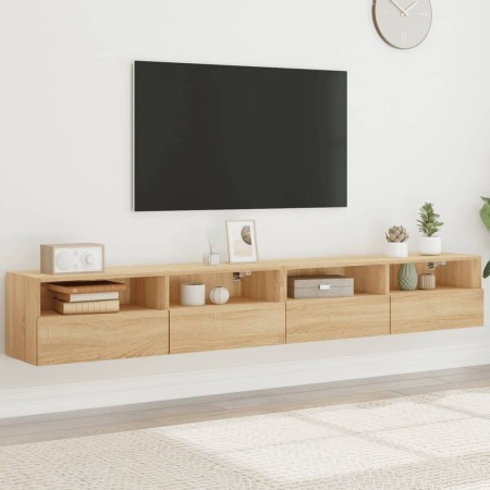 Muebles de pared para TV 2 uds madera roble Sonoma 100x30x30 cm en Muebles TV | Comprar online en Foro24