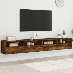 Muebles de pared de TV 2 uds madera roble ahumado 100x30x30 cm Muebles de pared de TV 2 uds madera roble ahumado 100x30x30 cm