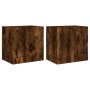 Muebles de TV pared 2 uds madera roble ahumado 40,5x30x40 cm