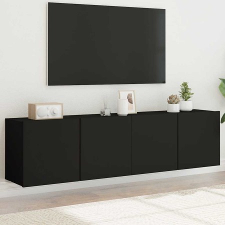 Muebles para TV de pared 2 unidades negro 80x30x41 cm en Muebles TV | Comprar online en Foro24