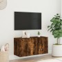 Mueble para TV de pared roble ahumado 80x30x41 cm en Muebles TV | Comprar online en Foro24