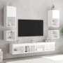 Muebles de TV de pared con luces LED 2 uds blanco 30x28,5x30 cm