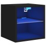 Mueble de TV de pared con luces LED negro 30x28,5x30 cm en Muebles TV | Comprar online en Foro24