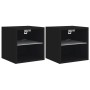 Muebles de TV de pared con luces LED 2 uds negro 30x28,5x30 cm
