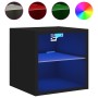 Muebles de TV de pared con luces LED 2 uds negro 30x28,5x30 cm