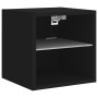 Muebles de TV de pared con luces LED 2 uds negro 30x28,5x30 cm