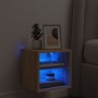 Mueble de TV de pared con luces LED roble Sonoma 30x28,5x30 cm