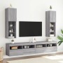 Muebles de TV con luces LED 2 uds gris Sonoma 30,5x30x102 cm