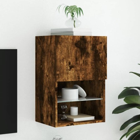 Mueble para TV con luces LED roble ahumado 40,5x30x60 cm en Muebles TV | Comprar online en Foro24