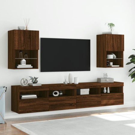 Muebles de TV con luces LED 2 uds roble 40,5x30x60 cm en Muebles TV | Comprar online en Foro24