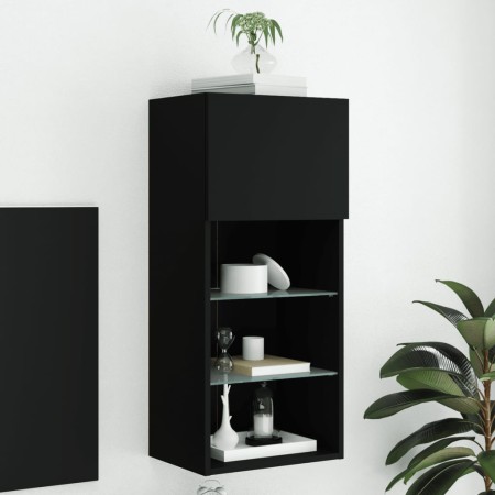 Mueble para TV con luces LED negro 40,5x30x90 cm