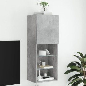 Mueble para TV con luces LED gris hormigón 40,5x30x102 cm