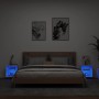 Mesitas de noche de pared con luces LED 2 unidades blanco