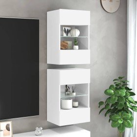 Armarios de pared con luces LED para TV 2 uds blanco 40x30x60,5 cm en Muebles TV | Comprar online en Foro24