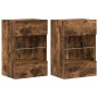Armarios de pared con luces LED para TV 2 uds roble ahumado 40x30x60,5 cm en Muebles TV | Comprar online en Foro24