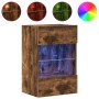 Armarios de pared con luces LED para TV 2 uds roble ahumado 40x30x60,5 cm en Muebles TV | Comprar online en Foro24