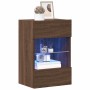 Armarios de pared con luces LED para TV 2 uds roble marrón