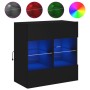 Mueble de TV de pared con luces LED negro 58,5x30x60,5 cm en Muebles TV | Comprar online en Foro24