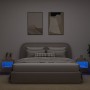 Mesitas de noche de pared con luces LED 2 unidades roble Sonoma
