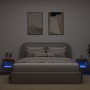 Mesitas de noche de pared con luces LED 2 uds roble ahumado en Muebles TV | Comprar online en Foro24