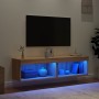 Muebles para TV con luces LED 2 uds roble Sonoma 60x30x30 cm