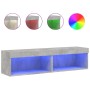 Muebles para TV con luces LED 2 uds gris hormigón 60x30x30 cm