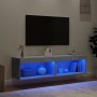 Muebles para TV con luces LED 2 uds gris hormigón 60x30x30 cm