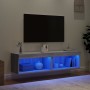 Muebles de TV con luces LED 2 uds gris Sonoma 60x30x30 cm