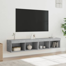 Muebles de TV con luces LED 2 uds gris hormigón 80x30x30 cm Muebles de TV con luces LED 2 uds gris hormigón 80x30x30 cm