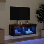 Mueble para TV con luces LED roble ahumado 80x30x30 cm