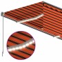 Toldo retráctil manual con persiana y LED naranja/marrón 4,5x3m