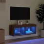 Mueble para TV con luces LED roble marrón 80x30x30 cm