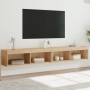 Muebles de TV con luces LED 2 uds roble Sonoma 100x30x30 cm