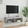 Mueble para TV con luces LED gris hormigón 100x30x30 cm