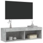 Mueble para TV con luces LED gris hormigón 100x30x30 cm