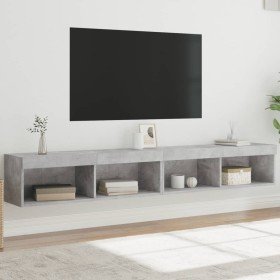 Muebles de TV con luces LED 2 uds gris hormigón 100x30x30 cm en Muebles TV | Comprar online en Foro24