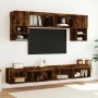 Muebles de TV con luces LED 2 uds roble ahumado 100x30x30 cm