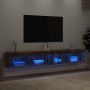 Muebles de TV con luces LED 2 uds roble ahumado 100x30x30 cm