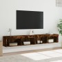 Muebles de TV con luces LED 2 uds roble ahumado 100x30x30 cm