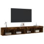 Muebles de TV con luces LED 2 uds roble ahumado 100x30x30 cm