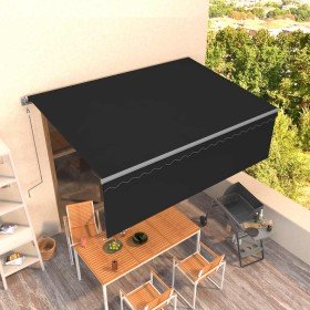 Toldo retráctil automático con persiana gris antracita 4,5x3 m Toldo retráctil automático con persiana gris antracita 4,5x3 m