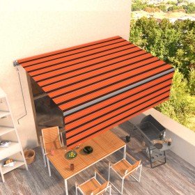 Toldo retráctil automático con persiana naranja/marrón 4,5x3 m Toldo retráctil automático con persiana naranja/marrón 4,5x3 m