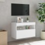 Mueble de TV de pared con luces LED blanco 60x30x40 cm