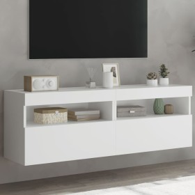 Muebles de TV de pared con luces LED 2 uds blanco 60x30x40 cm Muebles de TV de pared con luces LED 2 uds blanco 60x30x40 cm