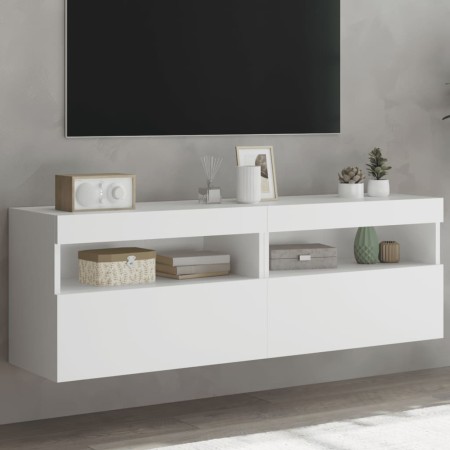 Muebles de TV de pared con luces LED 2 uds blanco 60x30x40 cm en Muebles TV | Comprar online en Foro24