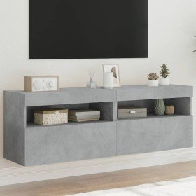 Muebles TV de pared luces LED 2 uds gris hormigón 60x30x40 cm en Muebles TV | Comprar online en Foro24