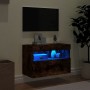 Mueble de TV de pared con luces LED roble ahumado 60x30x40 cm