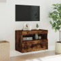 Mueble de TV de pared con luces LED roble ahumado 60x30x40 cm