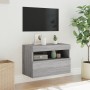 Mueble de TV de pared con luces LED gris Sonoma 60x30x40 cm